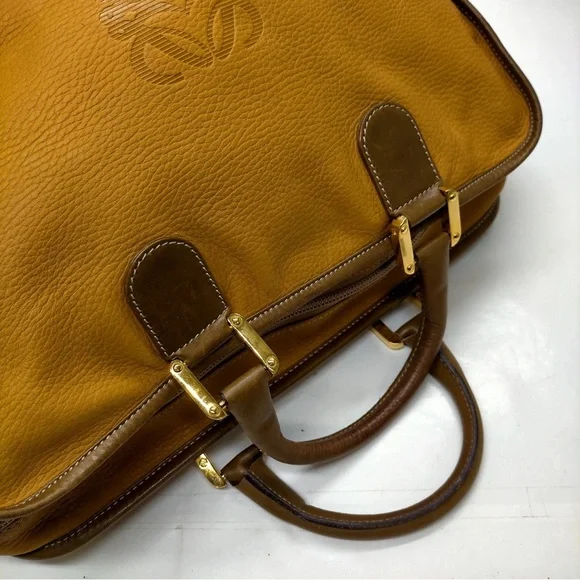 Loewe Tan and Brown Leather Tote with Structured Design